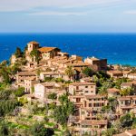 View of the idyllic mountain village Deia on Majorca Spain, Medi